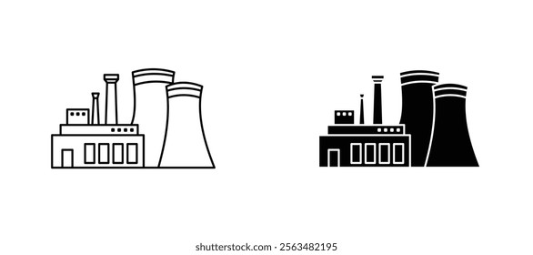 Power plant icons in outline and fill. vector illustration for ui.