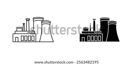 Power plant icons in outline and fill. vector illustration for ui.