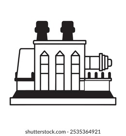 Power Plant Illustration with Nature Scene