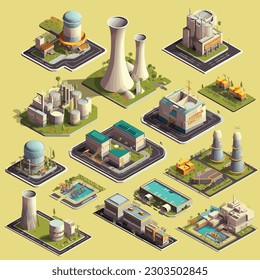 Power plant isometric vector tile isolated