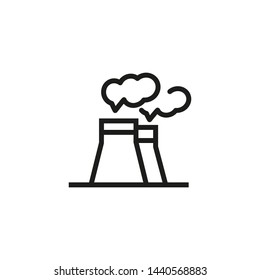 Power plant line icon. Heat power plant, nuclear power plant, cooling towers. Factory concept. Vector illustration can be used for topics like energy, ecology, industry