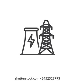 Power Plant line icon. linear style sign for mobile concept and web design. Generating electricity outline vector icon. Symbol, logo illustration. Vector graphics