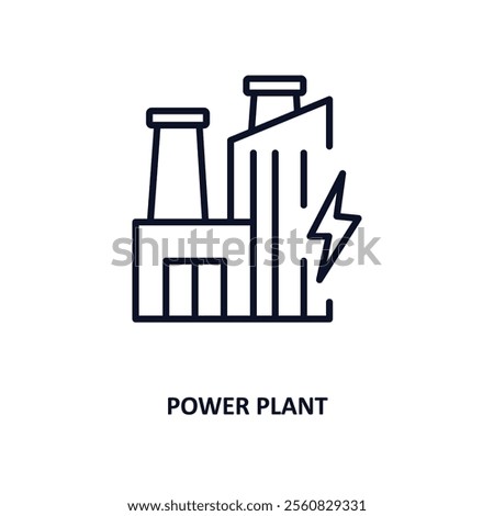 power plant outline icon.  Thin line icon from ecology collection. Editable vector isolated on white background