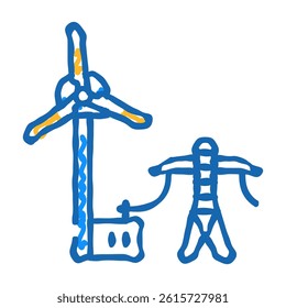 power plant turbine doodle icon sketch vector. power plant turbine sign. isolated symbol illustration
