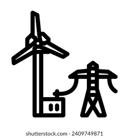 power plant turbine line icon vector. power plant turbine sign. isolated contour symbol black illustration