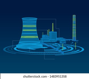 Power Plant Vector Color Scheme Top View In Blue And Green Colors