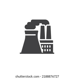 Power plant vector icon. filled flat sign for mobile concept and web design. Refinery factory glyph icon. Symbol, logo illustration. Vector graphics