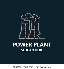 Power plant vector icon. Nuclear cooling Factory sign. Industry symbol. Simple isolated logo
