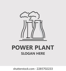 Power plant vector icon. Nuclear cooling Factory sign. Industry symbol. Simple isolated logo