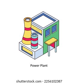 Power Plant Vector Isometric Filled Outline Icon für Ihre digitalen oder gedruckten Projekte. Stockillustration