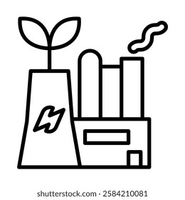 Power Plant Vector Line Icon Design