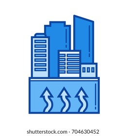 Power plant vector line icon isolated on white background. Power plant line icon for infographic, website or app. Blue icon designed on a grid system.