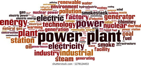 Power plant word cloud concept. Vector illustration