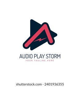 Power play audio triangle letter A logo template design for brand or company and other