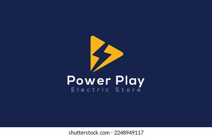 Power Play Logo Design Vector Template, Minimal Electronic, electric Store Logo.
