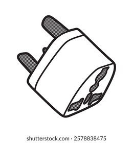 power plug adapter, black and white simple