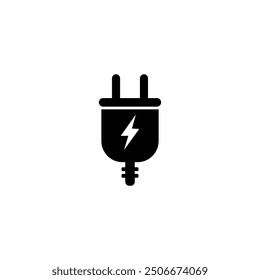Power plug black and white flat vector icon design. Electric socket symbol and clip art