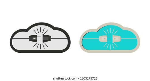 Power plug and cloud icon in vector shape on a white background