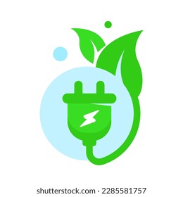 prise d'alimentation, concept d'énergie écologique, illustration logo dessiné à plat, image vectorielle modifiable eps10