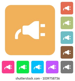 Power plug flat icons on rounded square vivid color backgrounds.