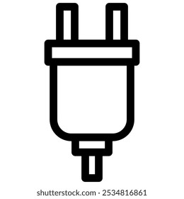 power plug icon with black outline style