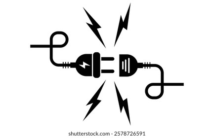 Power plug icon. Electric power plug silhouette set. Electricity wire cord sign vector. Electrical power plug icon design for your web site design, logo, app, UI, UX design. Vector illustration.