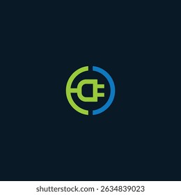 Power plug icon in green and blue