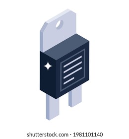 Power plug icon in isometric design, plug editable vector 