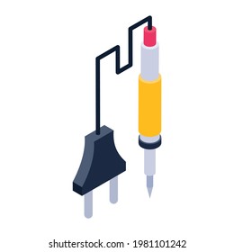 Netzstecker-Symbol in isometrischem Design, Stecker-bearbeitbarer Vektorgrafik 