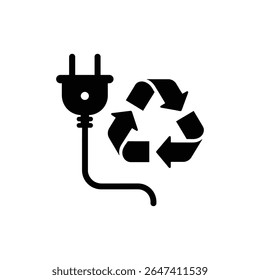 Power plug icon looping through recycling symbol