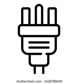 Power plug icon. Outline power plug vector icon for web design isolated on white background