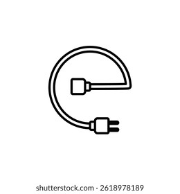 power plug icon, simple flat style, illustration, logo sign symbol pictogram template, for ui or ux isolated on white for mobile app, editable