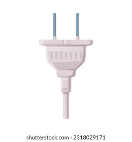 Power Plug as Movable Connector with Cable and Protruding Pins Vector Illustration
