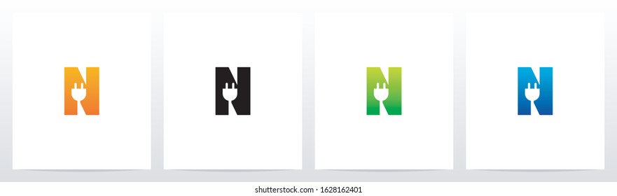 Power Plug On Letter Logo Design N