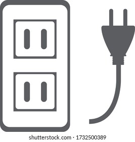 Power plug outlet cable illustration icon