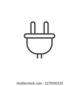 Power plug outline icon. linear style sign for mobile concept and web design. Electrical plug simple line vector icon. Symbol, logo illustration. Pixel perfect vector graphics