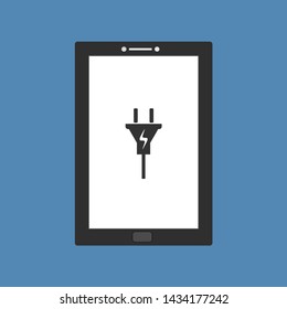 Power plug smartphone flat design vector icon illustration