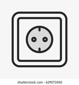 Power Plug Socket Minimal Color Flat Line Outline Stroke Icon Pictogram Symbol