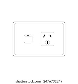 Power plug Socket Outlet type I with switch, Outline style Vector illustration