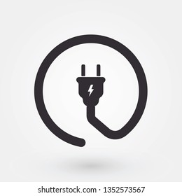 Power Plug Vector Icon. Flat Design for Mobile Concept and Web Design. Electrical Plug Simple Solid Icon. Symbol, Logo, Illustration. - Vector