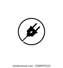 Power Plug Vector Icon. Flat Design for Mobile Concept and Web Design. Electrical Plug Simple Solid Icon. Symbol, Logo, Illustration. - Vector