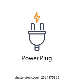 Power Plug Vector icon stock illustration