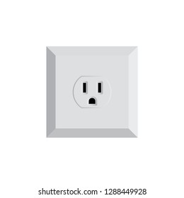 Power plug vector illustration icon. Single electrical socket Type B. Receptacle from USA