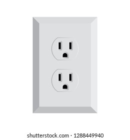 Power plug vector illustration icon. Twin electrical socket Type B. Receptacle from USA