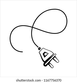 Power Plug With Wire Icon Vector Art Illustration