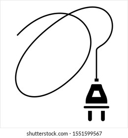 Power Plug With Wire Icon Vector Art Illustration