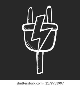power plugs doodle flat black icon vector 