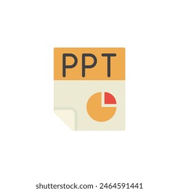 Power Point document file flat icon, vector sign, colorful pictogram isolated on white. Symbol, logo illustration. Flat style design