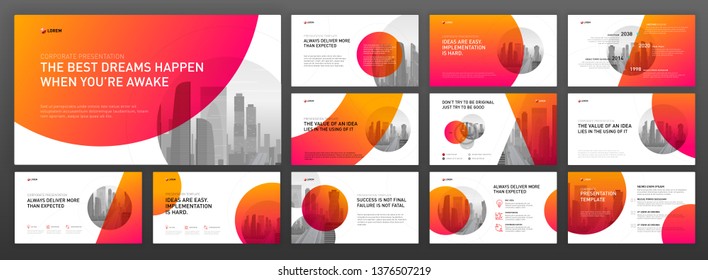 Power point presentation templates set. Use for modern keynote presentation background, brochure design, website slider, landing page, annual report, company profile.