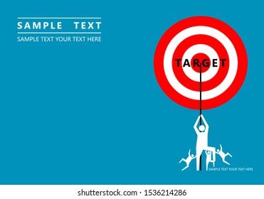 Power point template , Target background blue , Rendering of 
 Successful business